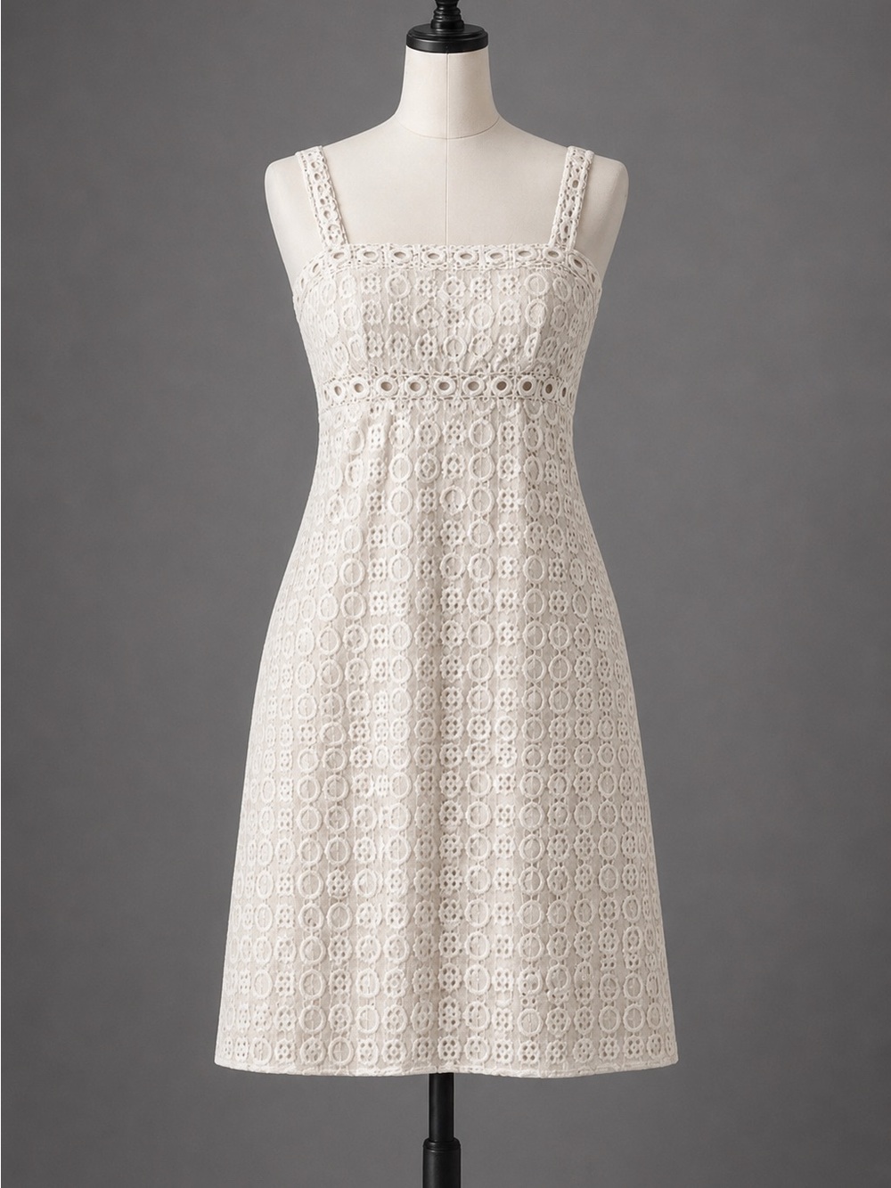 Ivory / Cream Embroidered Sleeveless Dress Knee Length Cocktail Wedding Size 12 - Picture 2 of 14